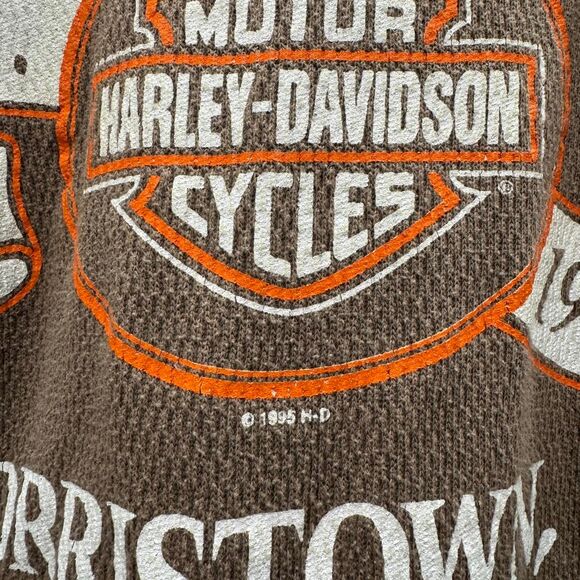 Vintage 90s Harley Davidson Thermal Long Sleeve Shirt Eagle Logo USA Made - Picture 5 of 7